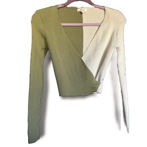 Chic Duo tone long Sleeve Cropped top V neck